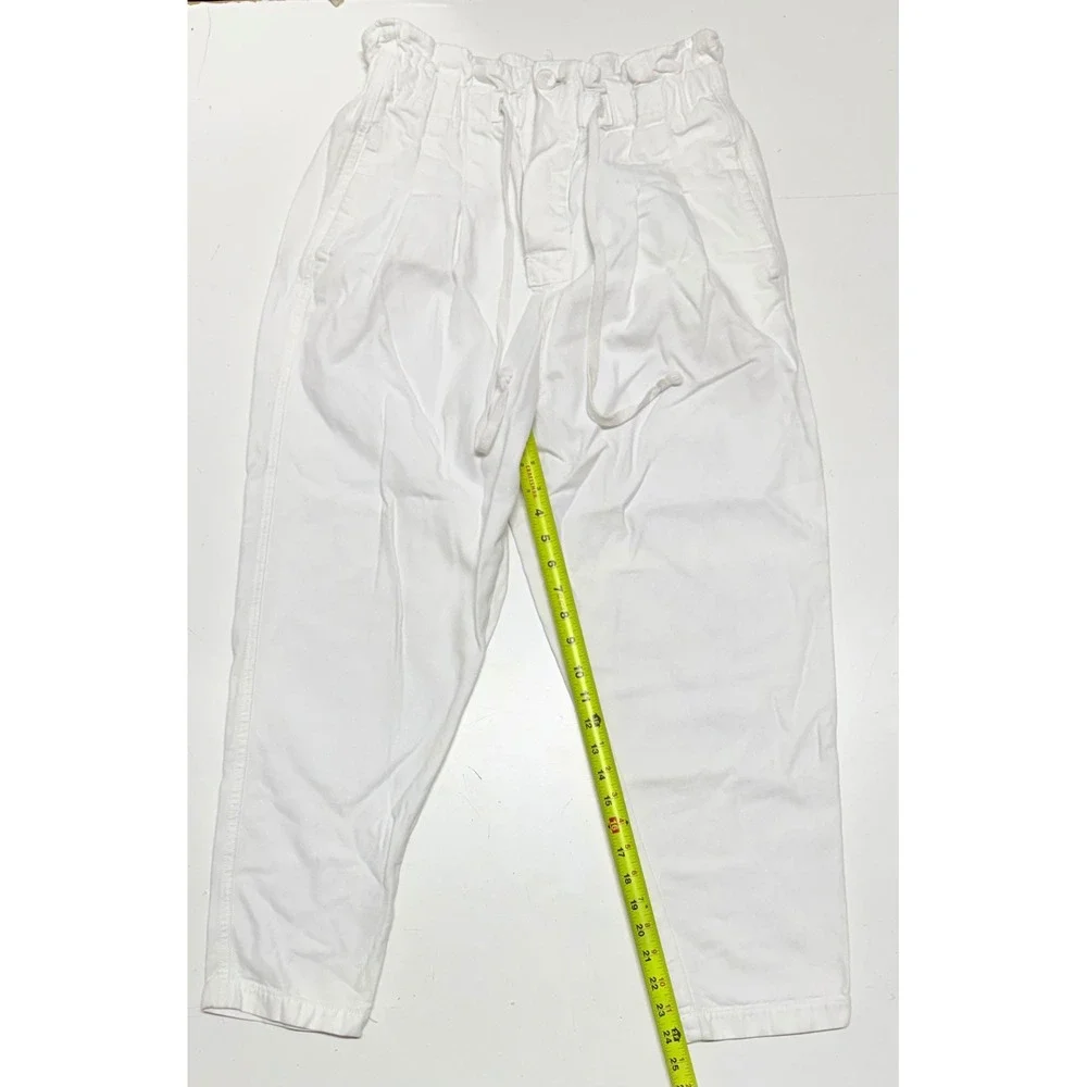 Free People White Paperbag Waist Tapered Pants High Rise Small OB1087851‎